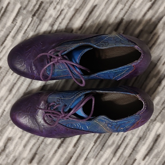 Gracosy Purple/Blue Leather Oxfords with heel Sz 37 - Picture 9 of 16